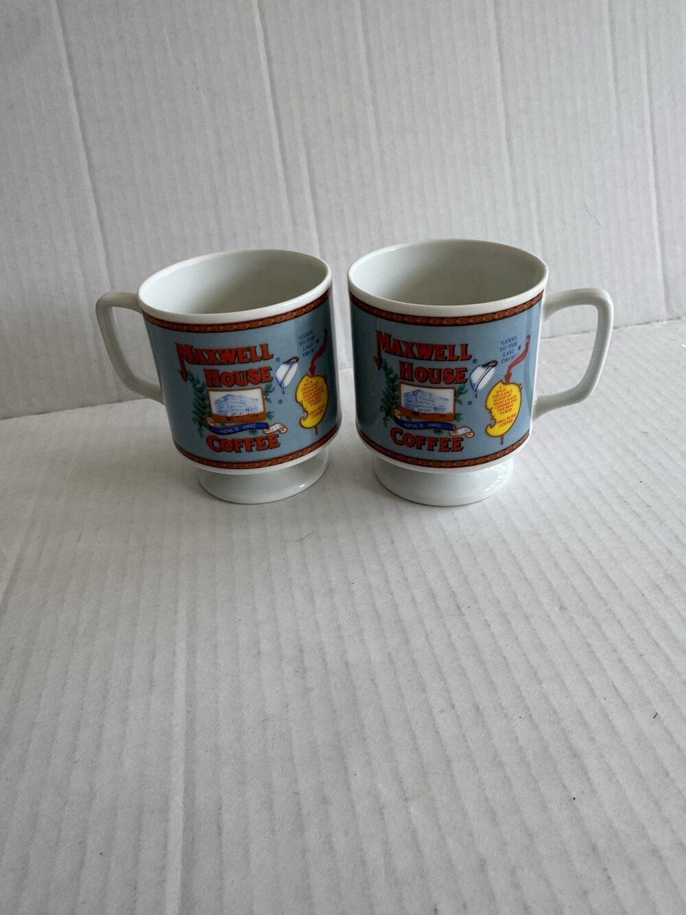Maxwell House Coffee Mugs Vintage Pedestal Cups General Foods Set of 2 Espresso